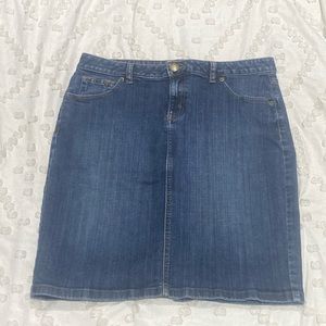 Semi long denim skirt- LANDS’ END brand- dark blue- size 10p